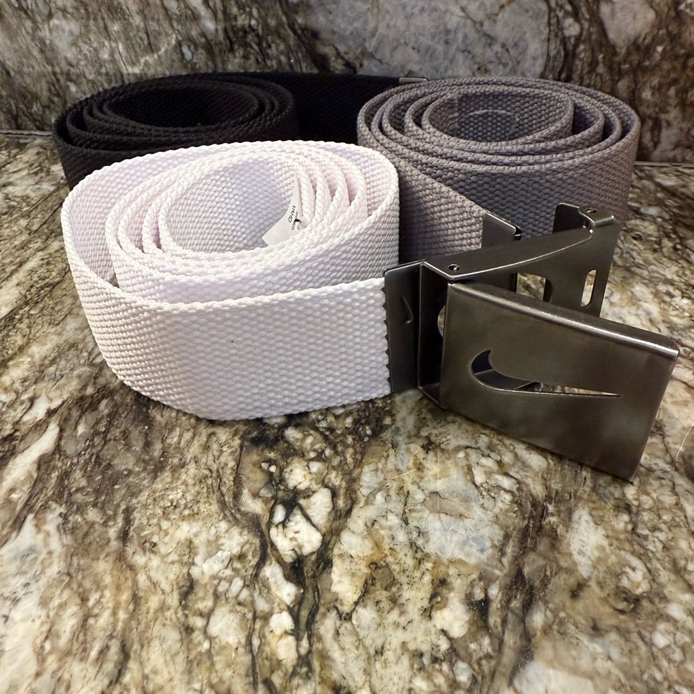 Nike Men's Black, White, and Gray Golf Belt Trio - Picture 8 of 10
